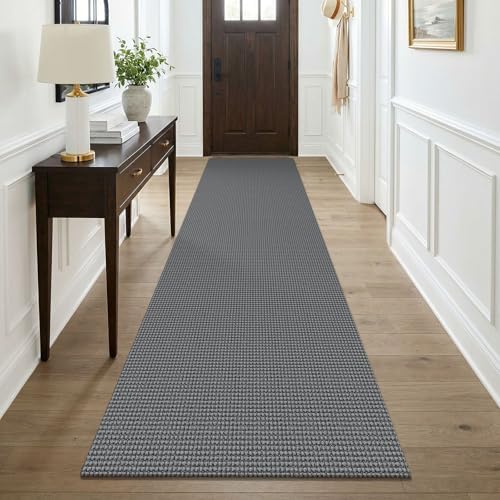 KOZYFLY Cotton Runners for Hallway 3x9, Wide Washable Runner Rug, Woven Non Slip Kitchen Runner, Braided Entryway Rug, Floor Carpet for Foyer, Bedroom, Hall, Grey/Dark Grey by KOZYFLY