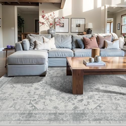 Rugxara 4x6 Vintage Boho Washable Rug for Bedroom(Grey) by Rugxara