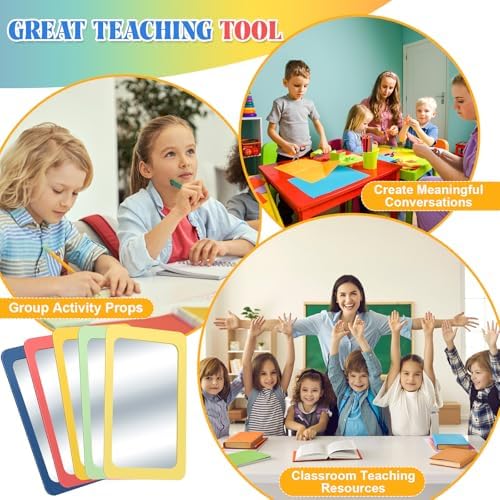 Dandat 30 Pcs 6x4 Shatter Proof Unbreakable Kids Mirrors, Hippie Color - Image 6
