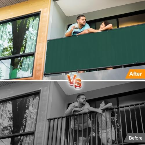 LOVE STORY 3' x 16' Waterproof Balcony Privacy Screen Cover, Dark Green - Image 5