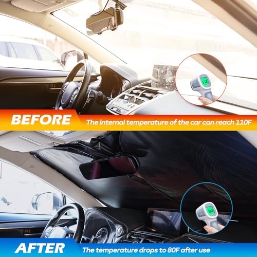 Car Windshield Sun Shade, Foldable Reflective UV Front Sunshade - Image 5