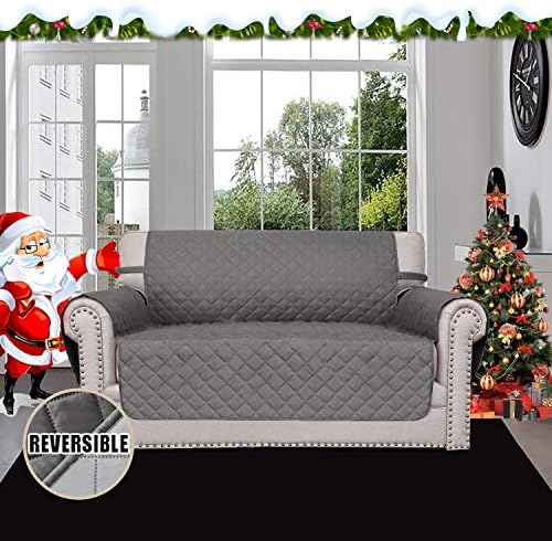 Easy-Going Reversible Couch Cover, 2 Cushion Sofa, Gray/Light Gray - Image 2