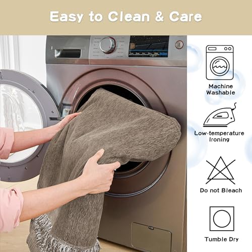 MYSKY HOME Couch Cover for Sofa Couch Covers for Pets, Non Slip Dogs Furniture Protector with Tassels for Living Room Non Slip Washable Furniture Protector Cover for Pet, Cat, 91"x118", Sand - Image 6