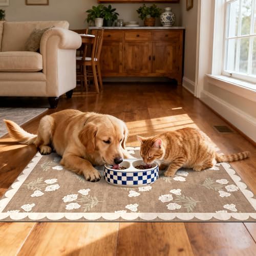 Front Door Mat Outside Entrance - 2x3 Floral Non-Slip Washable Doormat Indoor Outdoor Mat Tan Neutral Farmhouse Scalloped Entry Rug Small Throw Rugs for Entryway Kitchen Front Porch Decor - Image 6