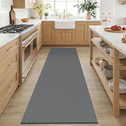 KOZYFLY 3x6 Washable Runner Rug, Non Slip Wide Runners for Hallway, Woven Large Entryway Runners, Braided Floor Carpet Runner for Entry, Kitchen, Bedside, Hall, Grey/Dark Grey - Image 2
