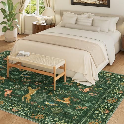 DUKINO 9x12 Area Rug for Living Room, Washable Animal Rug Non Slip, Green - Image 4