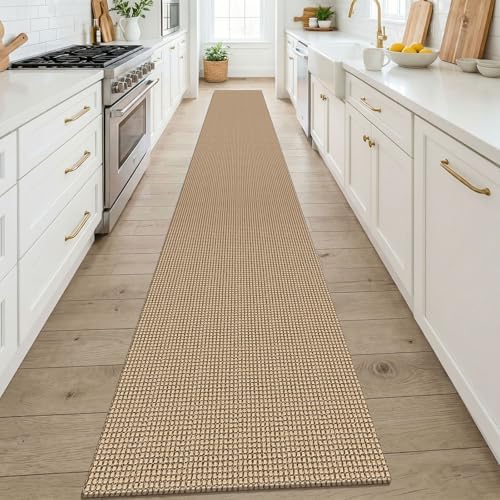 KOZYFLY Boho 2x14 Runners Rugs for Hallway, Long Washable Runner Rug, Woven Non Slip Kitchen Runner, Farmhouse Entryway Rug, Floor Carpet for Entry, Aisle, Hall, Orange Beige/Tan/Brown - Image 2