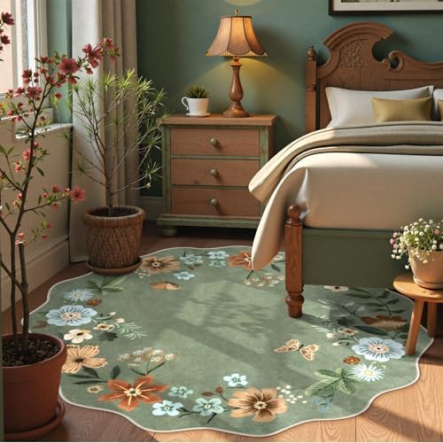 Lahome Floral Washable Round Rugs 6ft, Soft Large Circle Round Area Rug - Image 3