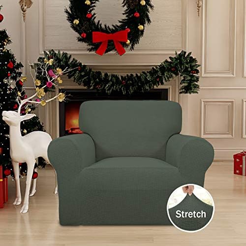 Easy-Going Stretch Chair Slipcover with Arm Washable Olive Green - Image 2