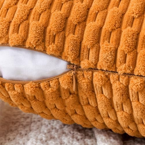 MIULEE Decorative Throw Pillow Covers 16x16 Fall Burnt Textured Corduroy - Image 2