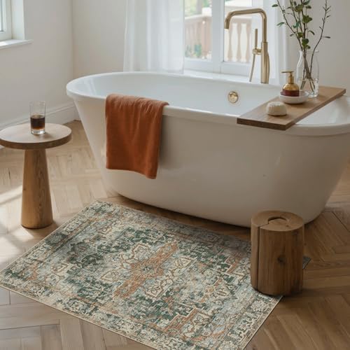 Rugxara 2x3 Entryway Rug Door Mat, Washable Samll Rug, Non Slip, Green - Image 3