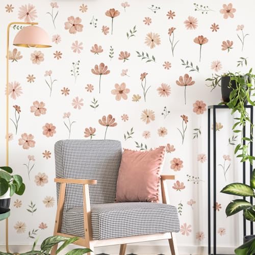Flower Wall Stickers Boho Floral Grass Wildflower Wall Decals Peel and Stick Removable for Girls Room Bedroom Nursery Home Decor by NXUEBDUOutlets