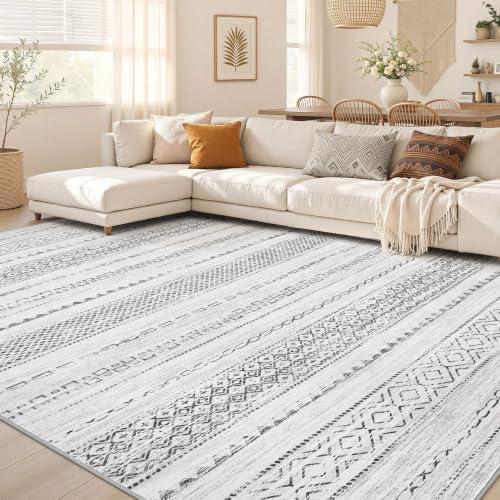 Nakagishi Boho 5x8 Area Rug Living Room Rugs Machine Washable Gray by NakagishiAreaRug