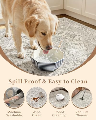 Madane 2-Piece Area Rugs Set, Small Kitchen Runner Non-Slip, Beige/Brown - Image 7