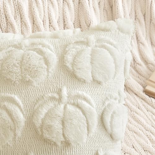MIULEE Fall Pillow Covers Pumpkin Fall Decor Lumbar 12x20 Cream White - Image 2