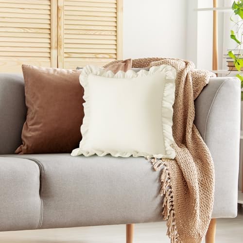 KKJIAF 2 Pack Ruffle Pillow Cases 26x26 Inches, Beige - Image 5