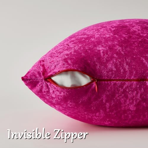 GIGIZAZA Crushed Hot Pink Velvet Throw Pillow Covers 18x18 Pack of 2 - Image 2
