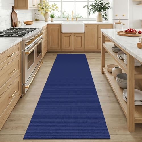 KOZYFLY 3x6 Washable Runner Rug, Non Slip Wide Runners for Hallway, Woven Large Entryway Runners, Braided Floor Carpet Runner for Entry, Kitchen, Bedside, Hall, Deep Navy Blue - Image 2