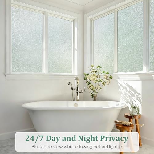 Coavas Frosted Glass Window Privacy Film, Day and Night, 35.4" x 118.1" - Image 2