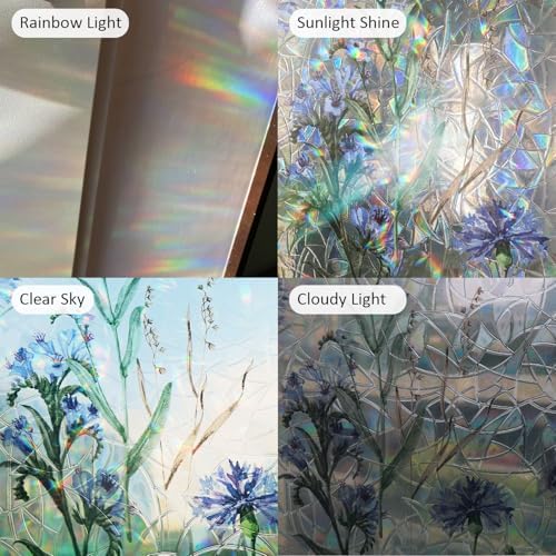 Floral Static Window Privacy Film Watercolor Laser Suncatcher Cling 3D Living Room Sun Blocking Decal DIY Glass Decor Non-Adhesive Cover - Image 6