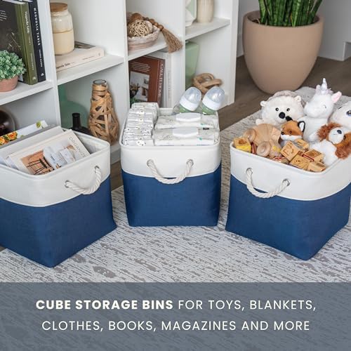 OrganiHaus 11x11 Cube Storage Bins, 4-Pack Fabric Cubes, Rope Handles - Image 5