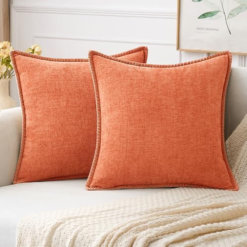MIULEE Decorative Couch Throw Pillow Covers 18x18 Inch Coral Red 2 Pack by MIULEE