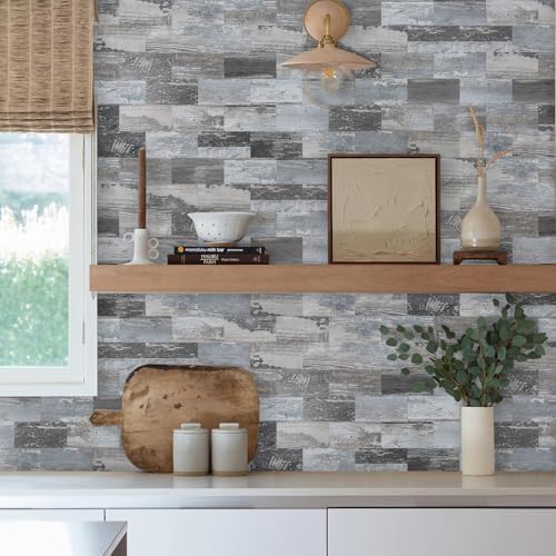 Vamos Tile 100-Piece Peel and Stick Backsplash Seamless Tile,3''x6'' Distressed Wood PVC Subway Tile,Stick on Backsplash for Kitchen/Bathroom/Laundry Room - Image 4