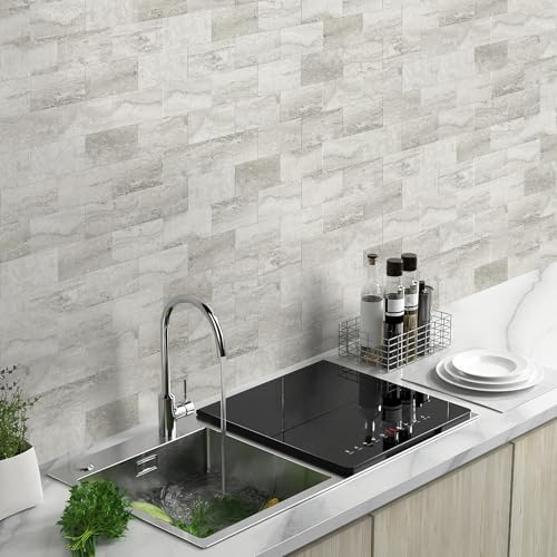 Vamos Tile 4-Piece Beige Mixed Grey Peel and Stick Backsplash Seamless Tile - Image 5