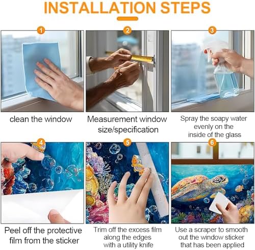 Cmialusie Sea Turtle Window Film 17.3 x 39.3 Inch Cling - Image 6
