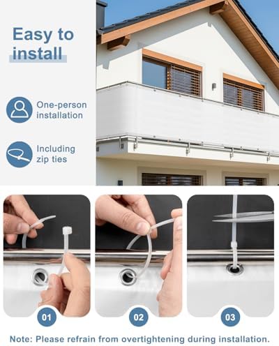 SUNLAX Waterproof Balcony Privacy Screen 3'x16' White Fence Cover - Image 5