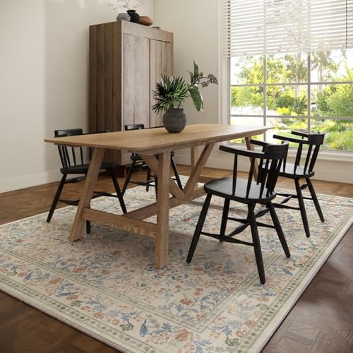 9x12 Area Rugs for Living Room: Washable Bedroom Rug Vintage Area Rug Stain Resistant Non Slip Low Pile Lightweight Soft Carpets for Dining Room Kitchen Nursery Kids Room Farmhouse - Image 6