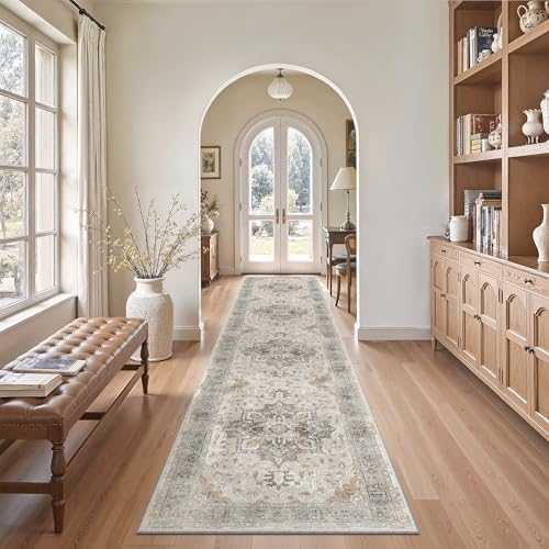 Madane Washable Runner Rugs 2x12 Long for Hallway Kitchen Light Taupe Brown - Image 2