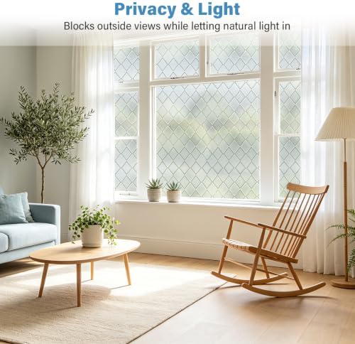 Finnez Window Privacy Film, Frosted Diamond Static Cling, 35.4″ x 78.7″ - Image 2