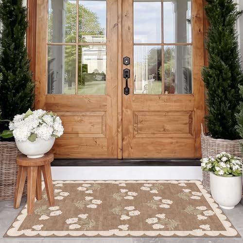 Floral Outdoor Rugs, 28"x43" Front Door Mat Indoor Outside Entrance - Image 3