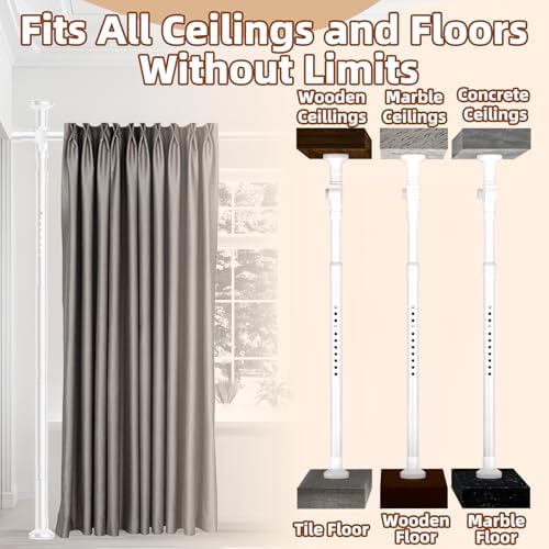 Room Divider, Tension Curtain Rod No Drilling,4-10ft(H) 28-70inch(W) Wall Divider for Room Separation, Heavy Duty Room Partition Separator, Adjustable Folding Privacy Screens,White - Image 5