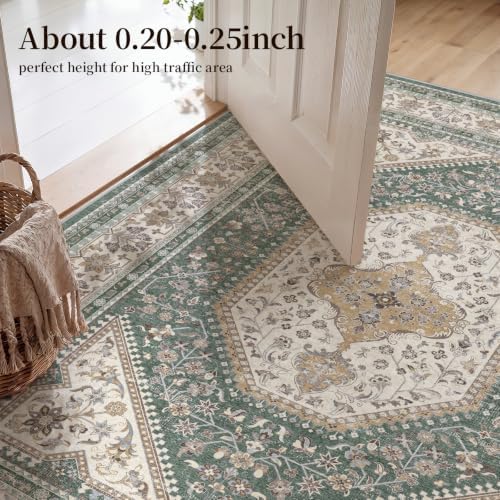 Puino 6Ft Round Rug Washable: Non-Slip Boho Living Room Circle Area Rugs - Image 4