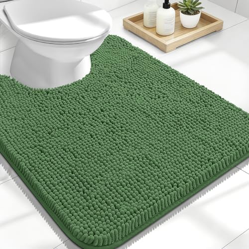 OLANLY Toilet Rugs U-Shaped 24x20, Soft Absorbent Chenille Contour Rugs by OLANLY