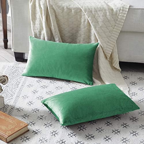 GIGIZAZA Mint Turquoise Velvet Decorative Throw Pillow Covers 12x20 for Sofa Bed 2 Pack Soft Lumbar Cushion Cover - Image 4