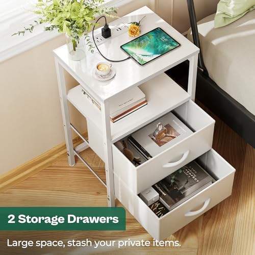 Huuger Nightstands Set of 2, End Tables with Charging Station, Side Table - Image 6