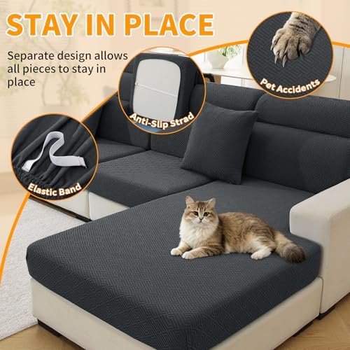 XINEAGE 2 Piece Stretch Couch Cushion Covers Individual Sofa Slipcovers - Image 5