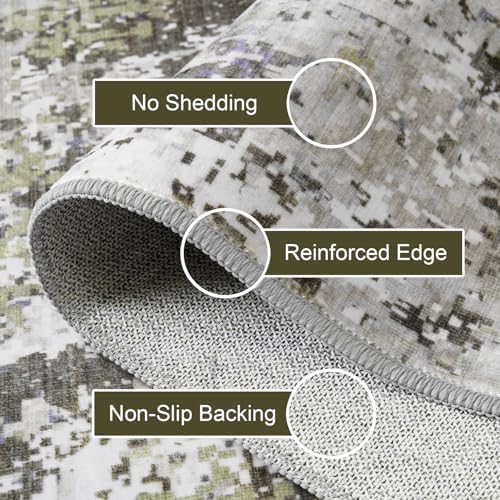 Modern Abstract 3x5 Washable Rug, Non Slip Area Rug, Soft Low Pile Ultra Thin Entryway Rugs, Stain Resistant Distressed Doormat for Indoor Entry, Living Room, Bedroom, Sage Green - Image 5