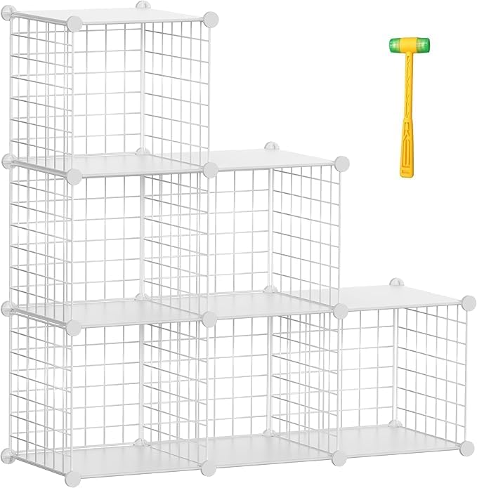 Closet Organizer, Organizers and Storage,Cabinet Metal Shelf Rack Storage Shelves Bookshelf,Toy Organizers and Storage Bins (6-Cube, White) by Worththetrustofeverycusto