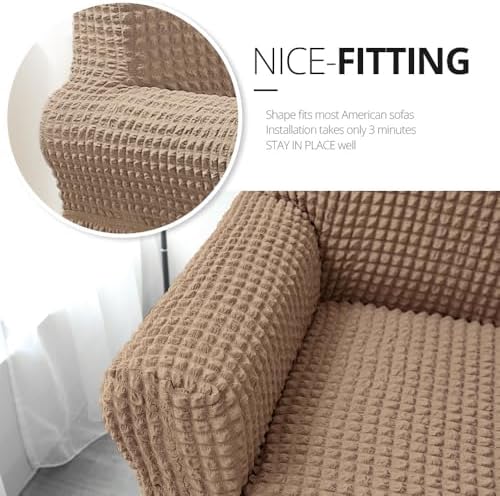 NICEEC Sofa Covers Khaki Couch Cover Stretch Sofa Slipcovers with Skirt - Image 3