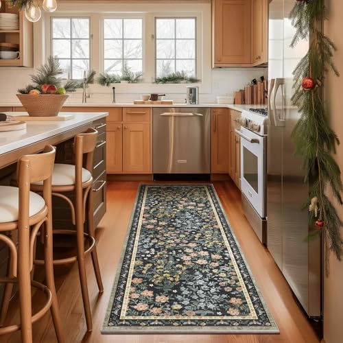 Machine Washable Rug Runners for Hallways: 2'6"x8' Kitchen Rugs Stain Resistant Non Slip Low Pile Soft Carpet Runner Rug for Entryway Bedroom Indoor Bedside Bathroom Laundry Room Farmhouse - Image 2