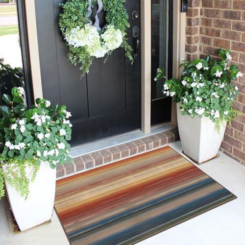Front Door Mat Indoor Outside Entrance 2x3 Modern Ombre Rainbow Rug - Image 3