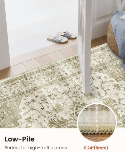 AMADA HOMEFURNISHING 8x10 Washable Area Rug, Low-Profile Large Area Rug with Non-Slip Backing & Durable Edge Binding, Vintage Large Rugs for Living Room, Bedroom, Dinning Room - Image 5