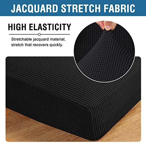 H.VERSAILTEX Super Stretch Individual Seat Sofa Covers Couch Slipcover Sets Thick Jacquard Textured Twill Fabric (3 Piece XL Cushion Covers, Black) - Image 4