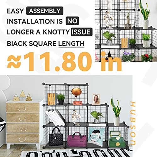 HUBSON Wire Cube Storage Organizer, Book/Toy/Craft/Potted Plants and petCloset Organizers and Storage Shelves, 25-Cube Freely Combinable Metal Grids Storage Shelf,Black Plus Iron - Image 5