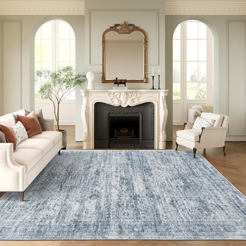Soalmost 9x12 Area Rugs for Living Room Washable Rug Non-Slip Blue by Soalmost