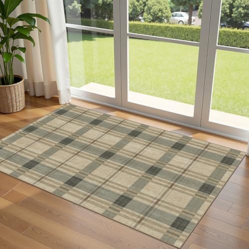 3x5 Buffalo Entry Rug - Washable Indoor Outdoor Mats for Front Door by Othilic